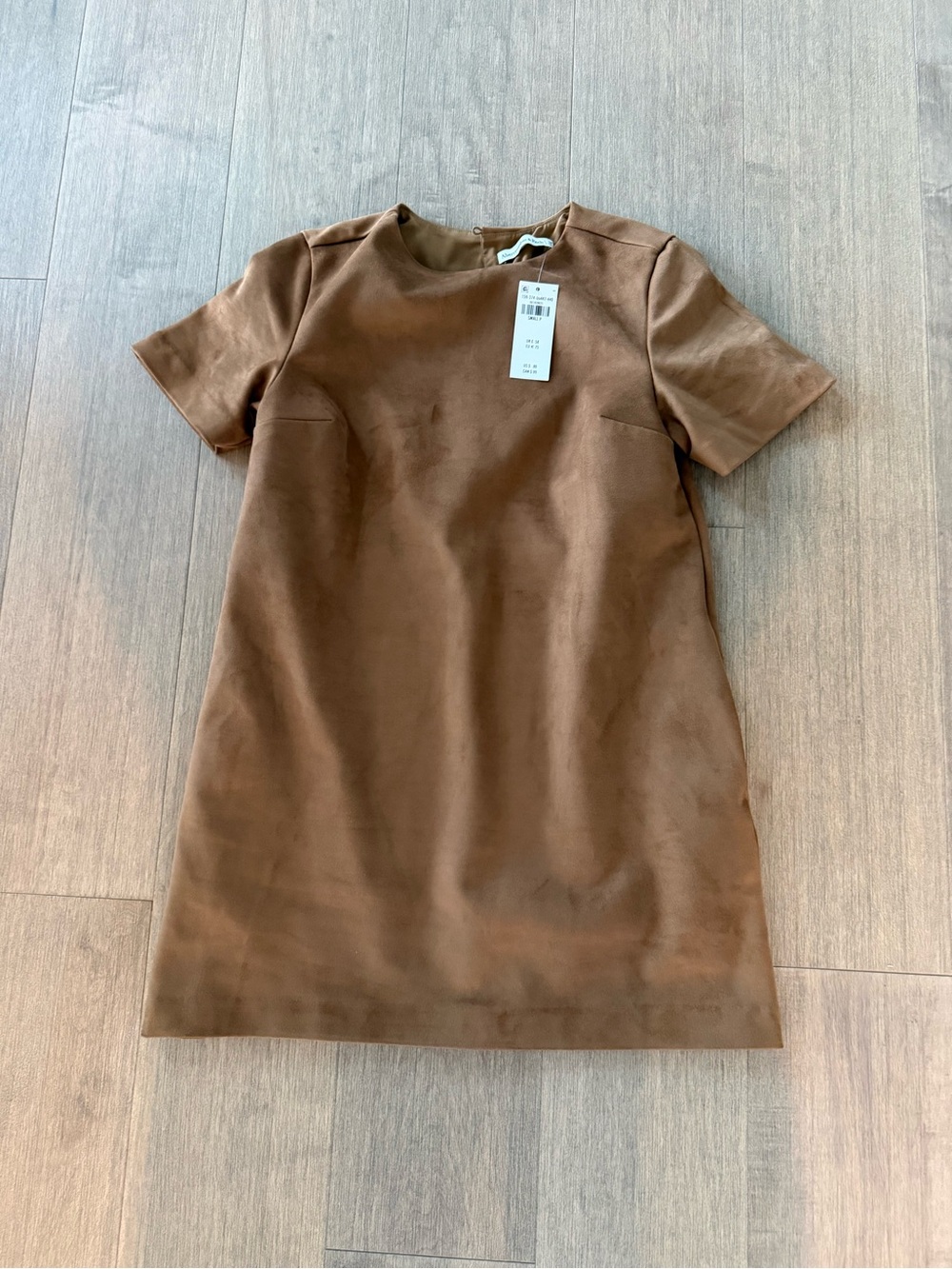 Abercrombie and Fitch, size small p, brown Faux Suede Short Sleeve Shift Dress